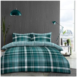Stirling Check Duvet Cover Reversible Bedding Set With Pillow Case