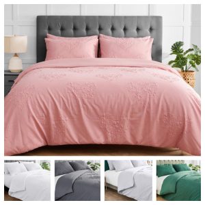 Stirling Heart Embossed Pattern Duvet Cover Signature Microfibre Bedding Set