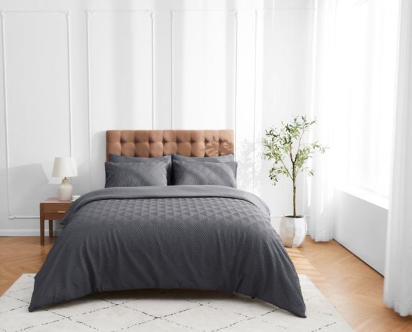 Truro Triangle Embossed Pattern Duvet Cover Signature Microfibre Bedding Set - Image 6