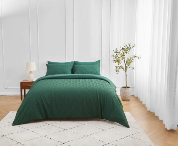 Truro Triangle Embossed Pattern Duvet Cover Signature Microfibre Bedding Set - Image 5