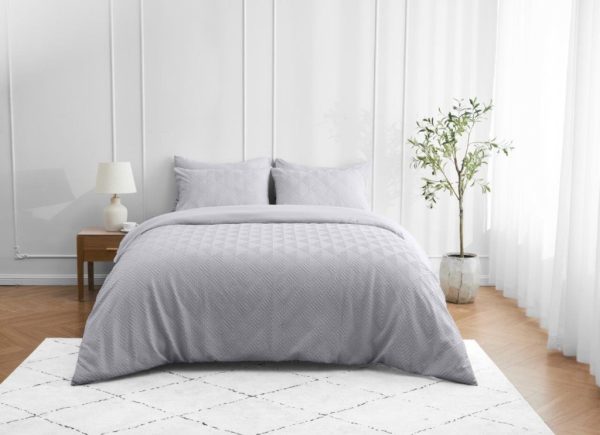 Truro Triangle Embossed Pattern Duvet Cover Signature Microfibre Bedding Set - Image 4