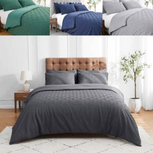 Truro Triangle Embossed Pattern Duvet Cover Signature Microfibre Bedding Set
