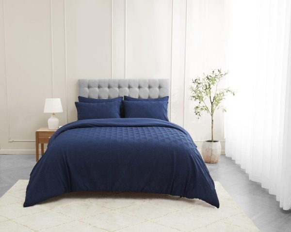 Truro Triangle Embossed Pattern Duvet Cover Signature Microfibre Bedding Set - Image 3