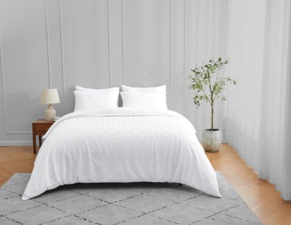 Truro Triangle Embossed Pattern Duvet Cover Signature Microfibre Bedding Set - Image 2