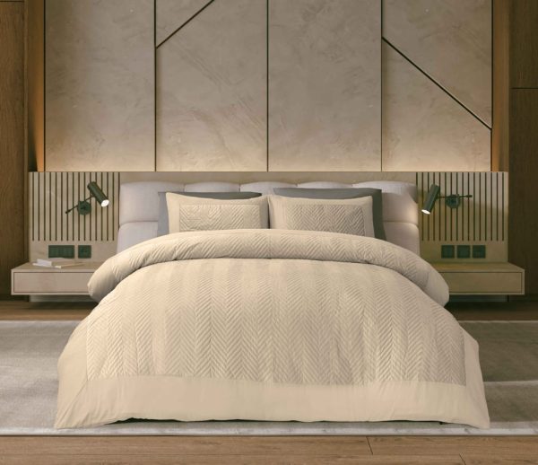Winslow Duvet Cover With Pillowcase Signature Velvet Herringbone Bedding Set - Image 6