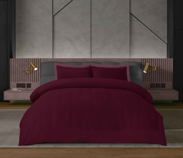 Winslow Duvet Cover With Pillowcase Signature Velvet Herringbone Bedding Set - Image 5