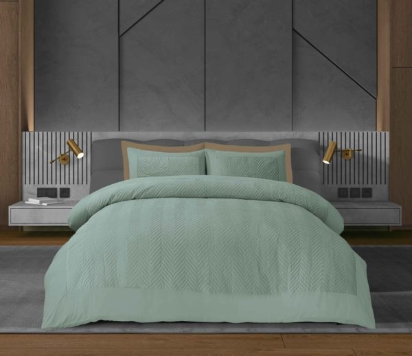 Winslow Duvet Cover With Pillowcase Signature Velvet Herringbone Bedding Set - Image 3