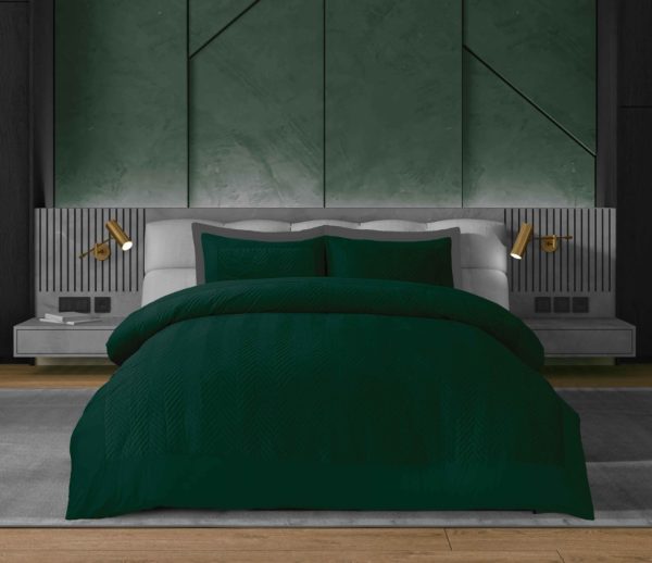 Winslow Duvet Cover With Pillowcase Signature Velvet Herringbone Bedding Set - Image 2