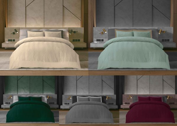 Winslow Duvet Cover With Pillowcase Signature Velvet Herringbone Bedding Set