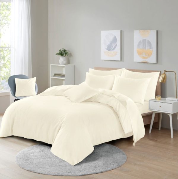Soft Microfibre Plain Duvet Cover & Pillowcase Set Easy Care Breathable Bedding - Image 9