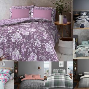 4 Piece Complete Printed Floral Duvet Cover With Fitted Sheet & Pillow Case Bedding Set