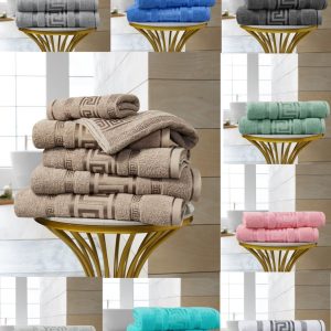 Regent Greek Towels Set Soft Absorbent 100% Egyptian Cotton Hand Towel Jumbo Bath Sheet