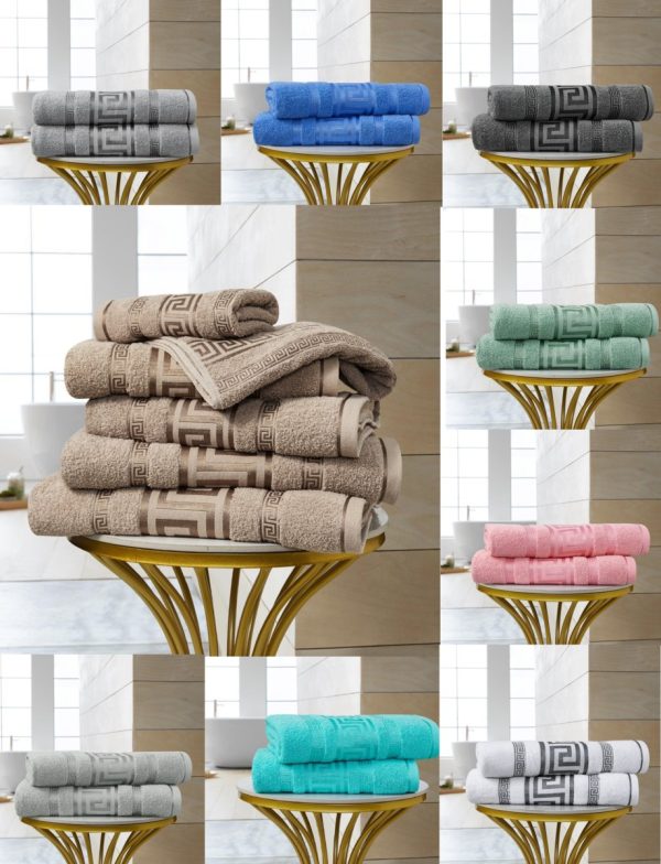 Regent Greek Towels Set Soft Absorbent 100% Egyptian Cotton Hand Towel Jumbo Bath Sheet