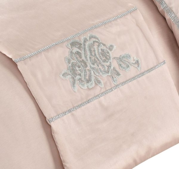 Amara Embroidered Flowers Diamante Duvet Cover Set or Bed Runner Luxury Polyester Bedding Set - Image 9