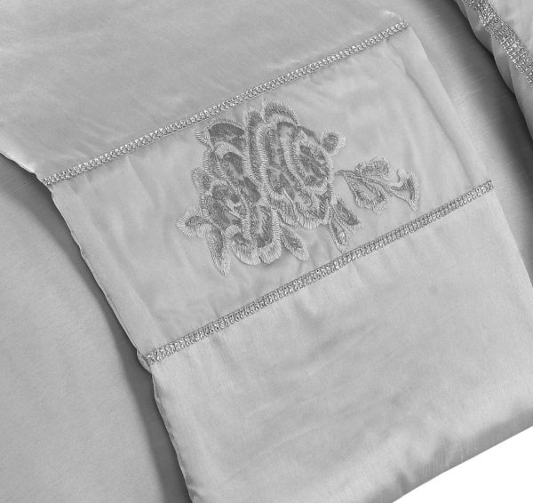 Amara Embroidered Flowers Diamante Duvet Cover Set or Bed Runner Luxury Polyester Bedding Set - Image 8