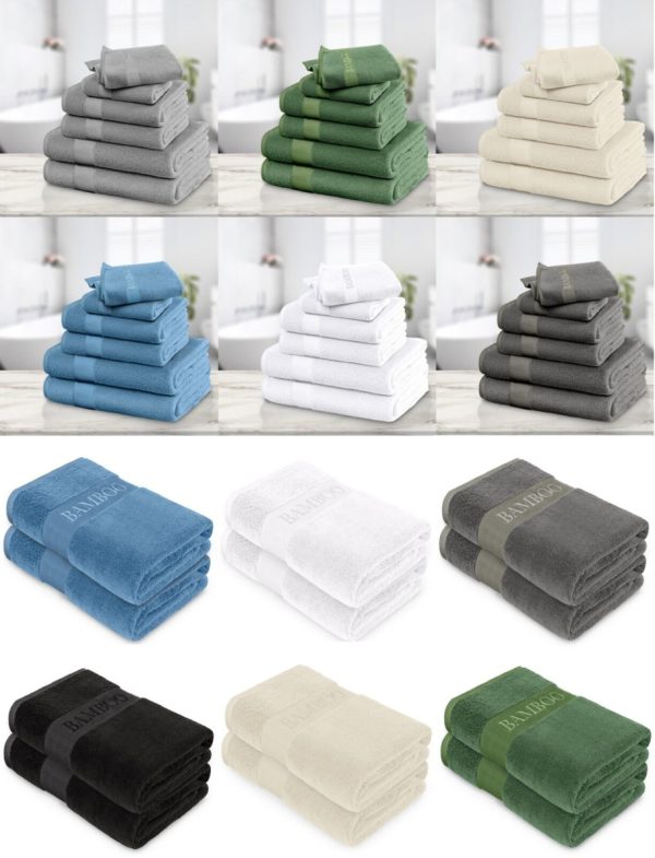 2 X Bamboo Towels Soft & Absorbent Hand Bath Towel Bath Sheet Every Day Towel Set