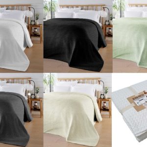 Florian Bedspread Large Sofa Bed Checked Design Cotton Throw 180 x 250cm