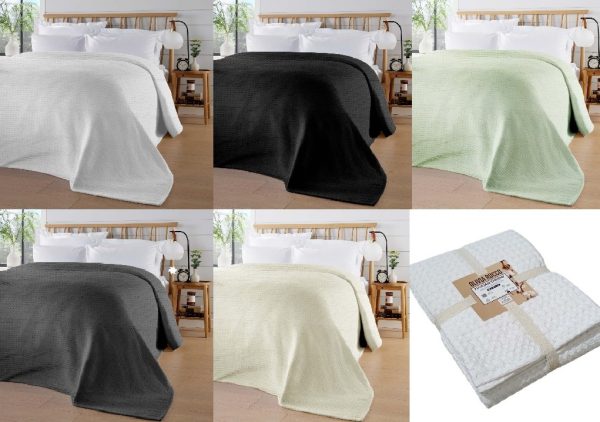Florian Bedspread Large Sofa Bed Checked Design Cotton Throw 180 x 250cm