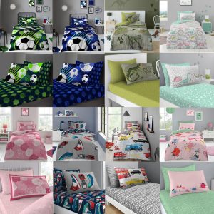 Kids Polycotton Single Duvet Cover Set Or Fitted Sheet With Pillowcase Children Boys Girls Reversible Bedding