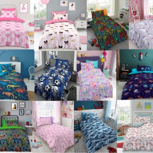 Kids Microfibre Single Duvet Cover Set With Pillowcase Children Boys Girls Reversible Bedding