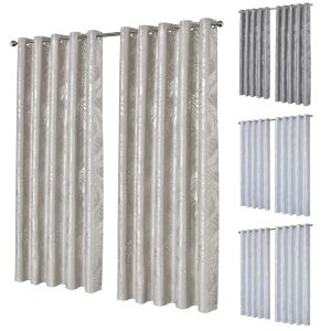 Leaf Foil Blackout Eyelet Pair Sparkle Curtains Metallic Thermal Ring Top 2 Panels