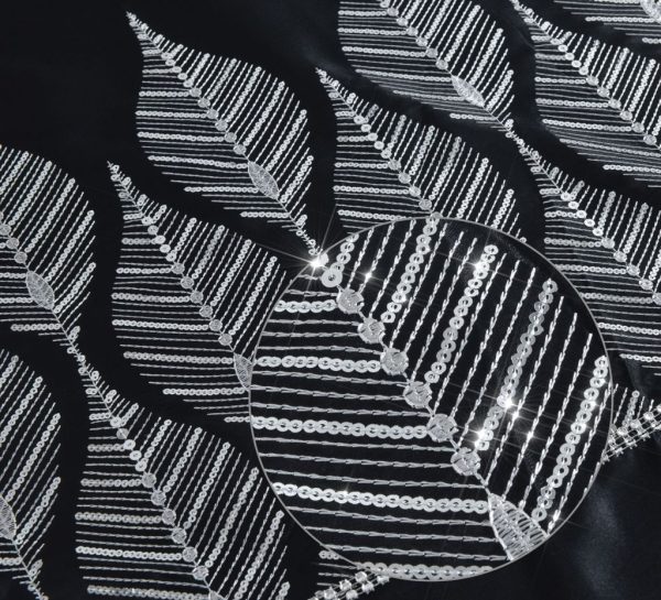 Mabel Black Embroidered Sequin Diamante Duvet Cover Set or Bed Runner / Cushion Range Of Collection - Image 3
