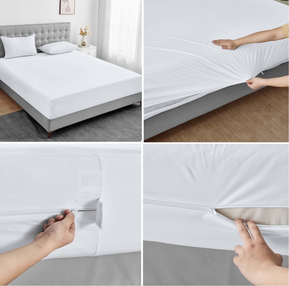 Waterproof Anti Allergy Mattress Encasement Anti Bed Bug Dust Mite Zipper Mattress Protector Cover