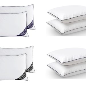 Egyptian Cotton Pillow Pair Soft Hollowfibre Filled Anti Allergic 2 Pillows