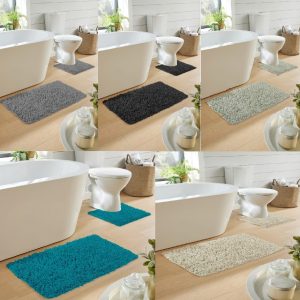 Como Loop 2 Piece Bath Mat & Pedestal Mat Set Water Absorbent Anti Slip Bathroom Rug