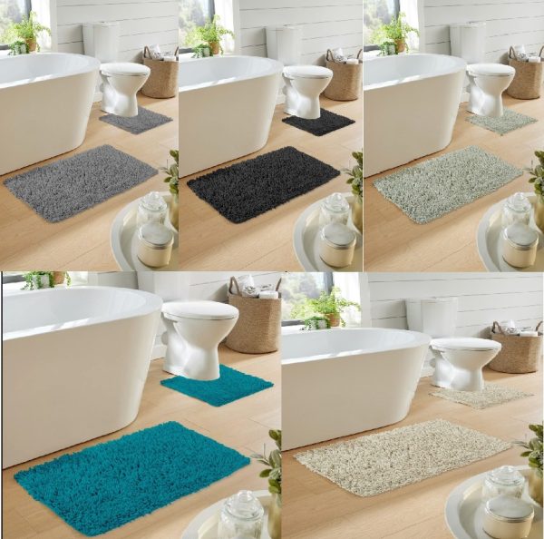Como Loop 2 Piece Bath Mat & Pedestal Mat Set Water Absorbent Anti Slip Bathroom Rug