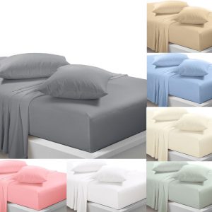 Soft Microfibre Flat Sheet Anti Wrinkle Fabric Breathable Easy Care Bed Linen
