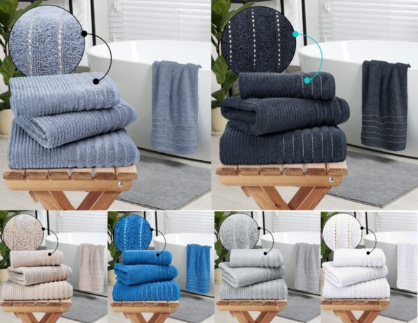 New Paris Ribbed Towels 600 GSM Soft & Absorbent Hand Or Bath Towel Or Sheet
