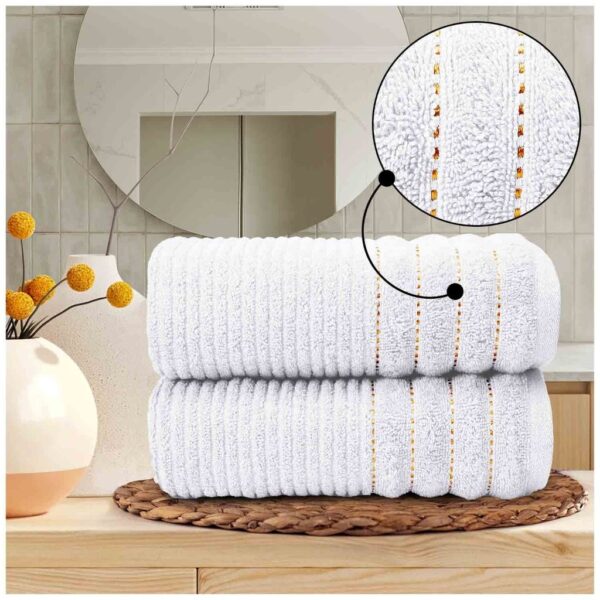 New Paris Ribbed Towels 600 GSM Soft & Absorbent Hand Or Bath Towel Or Sheet - Image 2