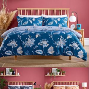 Shimla Duvet Cover With Pillowcase Reversible Cotton Blend Floral Bedding Set