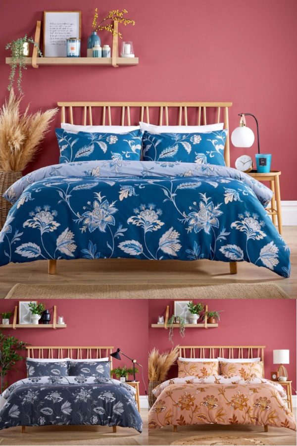 Shimla Duvet Cover With Pillowcase Reversible Cotton Blend Floral Bedding Set