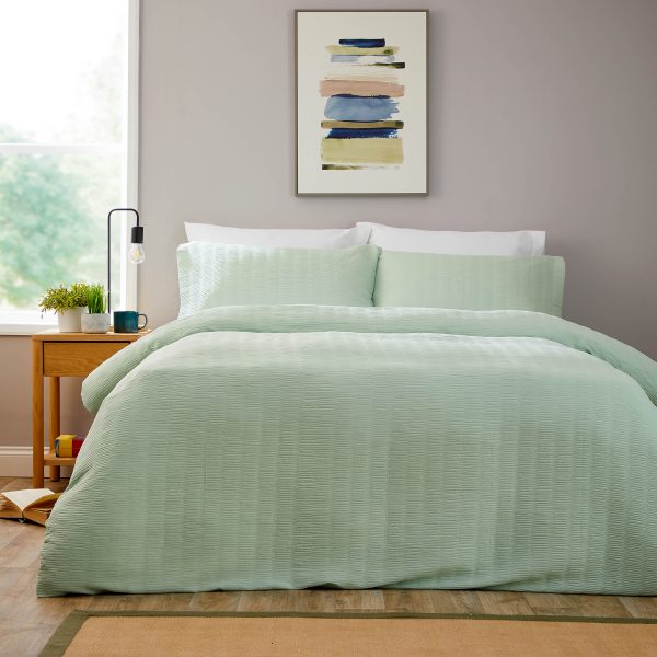 Belgravia Duvet Cover With Pillowcase Easy Care Microfibre Seersucker Bedding Set - Image 3