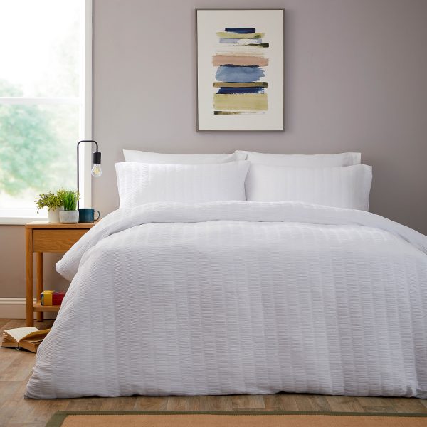 Belgravia Duvet Cover With Pillowcase Easy Care Microfibre Seersucker Bedding Set - Image 2