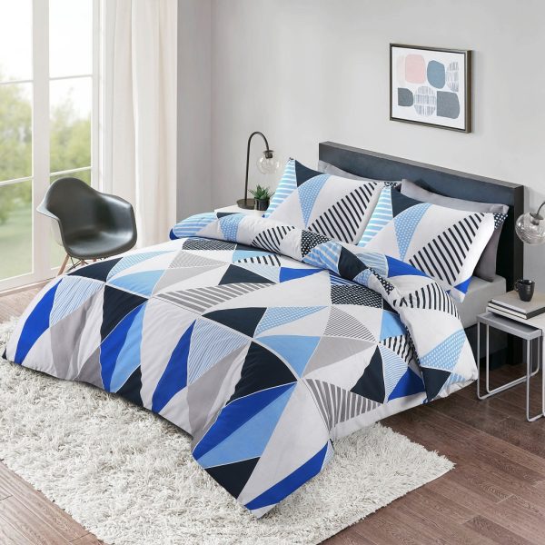 Brandon Duvet Cover With Pillowcase Polycotton Geo Bedding Set