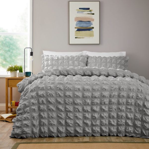Soho Duvet Cover With Pillowcase Ease Care Microfibre Seersucker Bedding Set - Image 4
