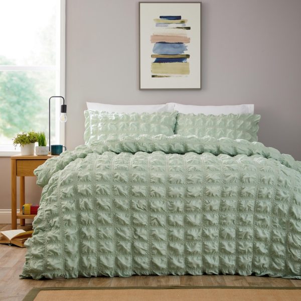 Soho Duvet Cover With Pillowcase Ease Care Microfibre Seersucker Bedding Set - Image 3
