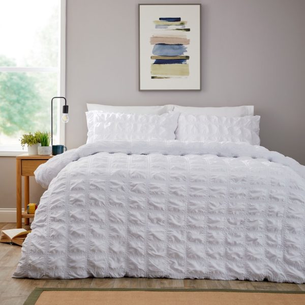 Soho Duvet Cover With Pillowcase Ease Care Microfibre Seersucker Bedding Set - Image 2