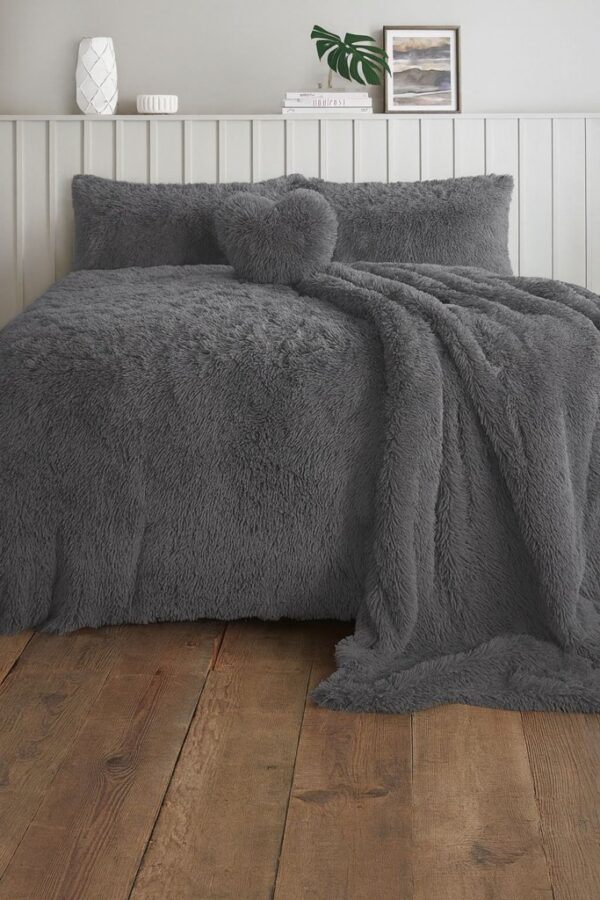 Alaska Cuddles Teddy Fleece Duvet Cover with Pillowcase Fluffy Fur Bedding Set - Image 12