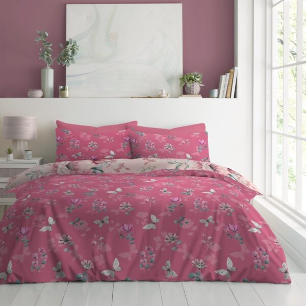 Printed Duvet Cover With Pillowcase Reversible Polycotton Floral Bedding Set - Image 8