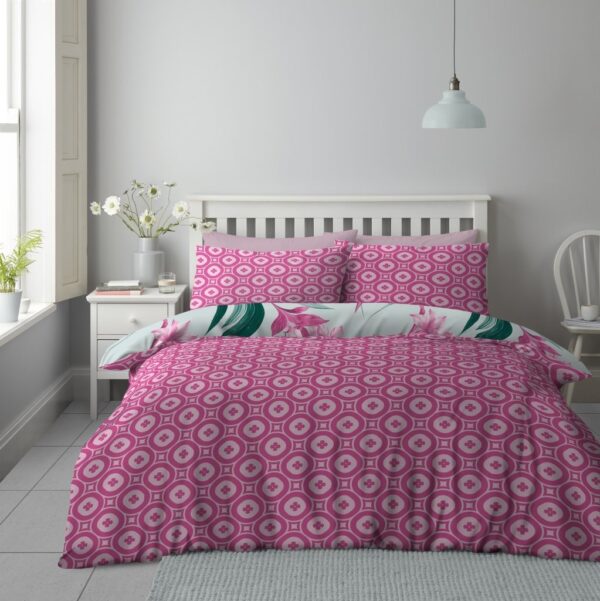 Printed Duvet Cover With Pillowcase Reversible Polycotton Floral Bedding Set - Image 7