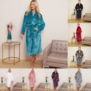 Men Women Unisex Shawl Collar Bathrobe Soft & Durable Towel Dressing Gown
