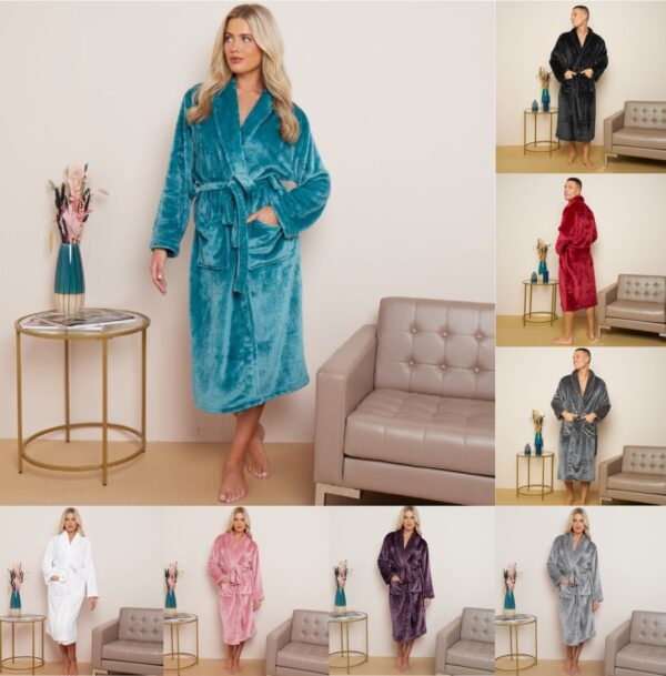 Men Women Unisex Shawl Collar Bathrobe Soft & Durable Towel Dressing Gown