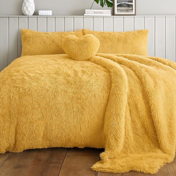 Alaska Cuddles Teddy Fleece Duvet Cover with Pillowcase Fluffy Fur Bedding Set - Image 8