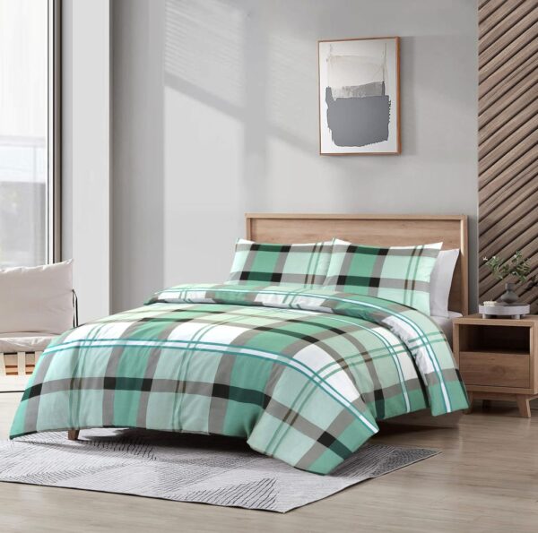 Remi Check Pattern Printed Duvet Cover With Pillowcase Polycotton Geometric Bedding Set - Image 5