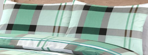 Remi Check Pattern Printed Duvet Cover With Pillowcase Polycotton Geometric Bedding Set - Image 7