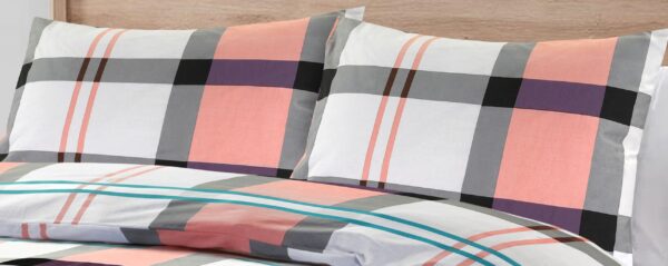 Remi Check Pattern Printed Duvet Cover With Pillowcase Polycotton Geometric Bedding Set - Image 4